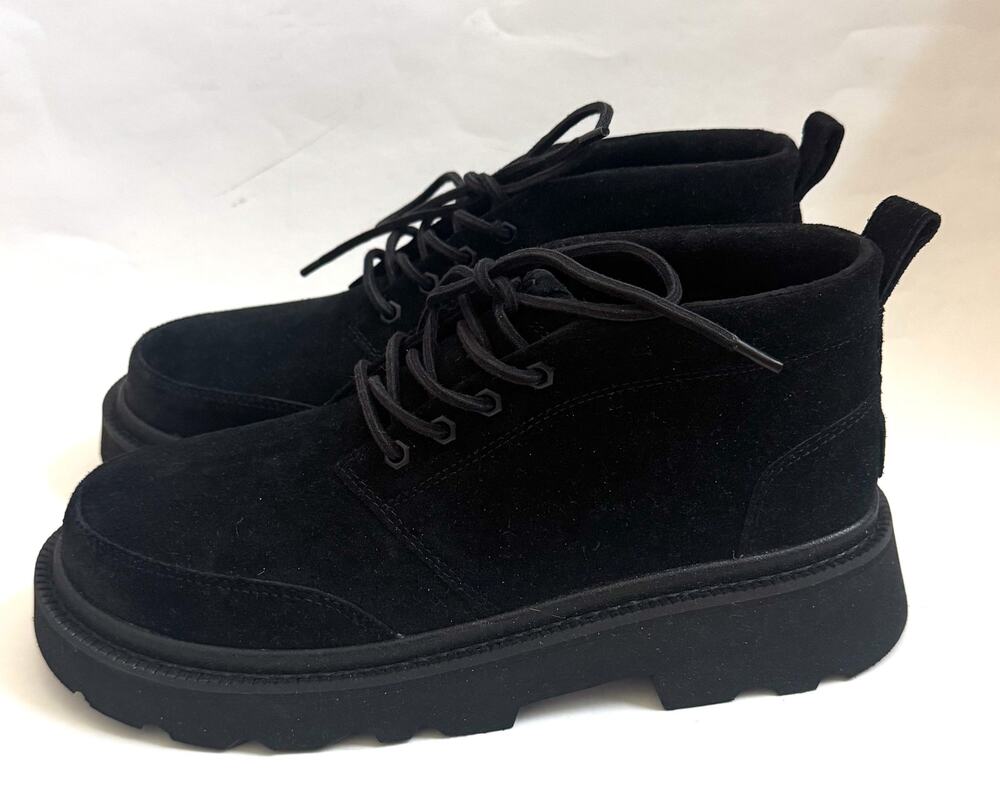 UGG Chukka Lug Suede Fur Lined Boots Black Size 10 NEW